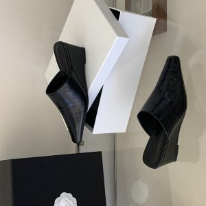 2026 New Spring Chunky Sole French Plain Round Toe Half Slippers Women's Comfort Wedge Shoes