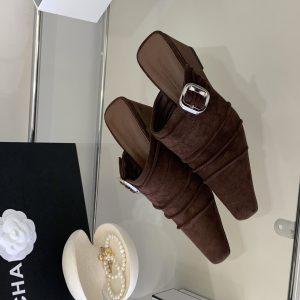 2026 New Spring Chunky Heel French Buckle Closed Toe Half Slipper Women's Comfortable Platform Shoes