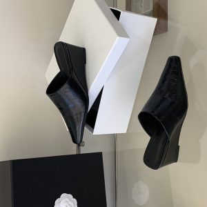 2026 New Spring Chunky Sole French Plain Round Toe Half Slippers Women's Comfort Wedge Shoes